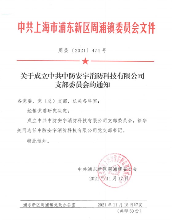 中防安宇消防科技有限公司黨支部成立！