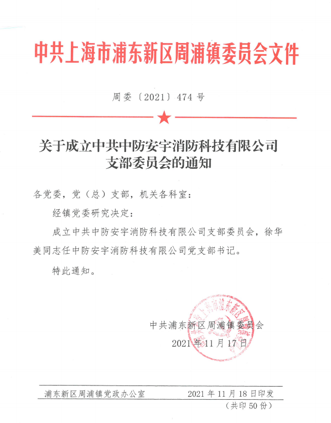 中防安宇消防科技有限公司黨支部成立！